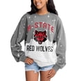thumbnail image 1 of Women's Gameday Couture Gray Arkansas State Red Wolves Twice As Nice Faded Crewneck Sweatshirt, 1 of 1