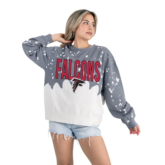 Women's Gameday Couture Gray Atlanta Falcons Oversized Faded Wash Tri-Blend Pullover Sweatshirt