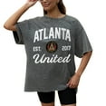 thumbnail image 1 of Women's Gameday Couture  Gray Atlanta United FC Tackle Titan Oversized Snow Wash T-Shirt, 1 of 3