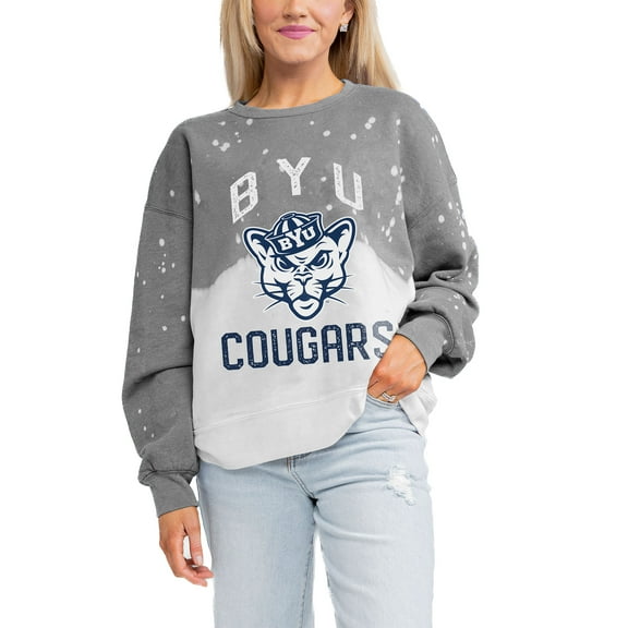 Women's Gameday Couture Gray BYU Cougars Twice As Nice Faded Crewneck Sweatshirt