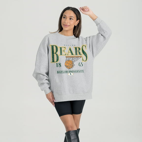 Women's Gameday Couture Gray Baylor Bears Basketball Premium Fleece Drop Pullover Sweatshirt