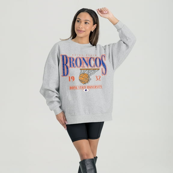 Women's Gameday Couture Gray Boise State Broncos Basketball Premium Fleece Drop Pullover Sweatshirt
