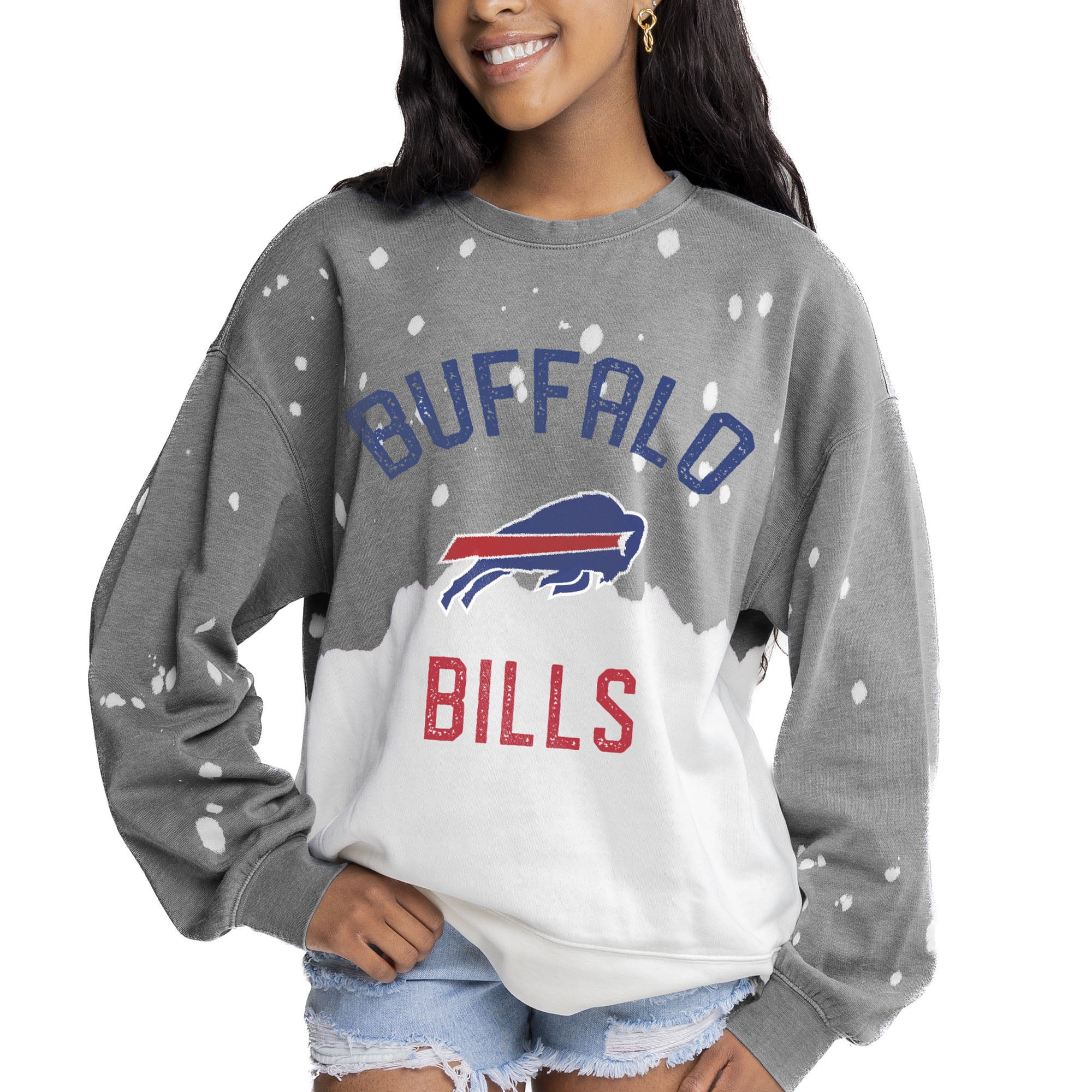 Women's Gameday Couture Gray Buffalo Bills Coin Toss Faded French Terry  Pullover Sweatshirt