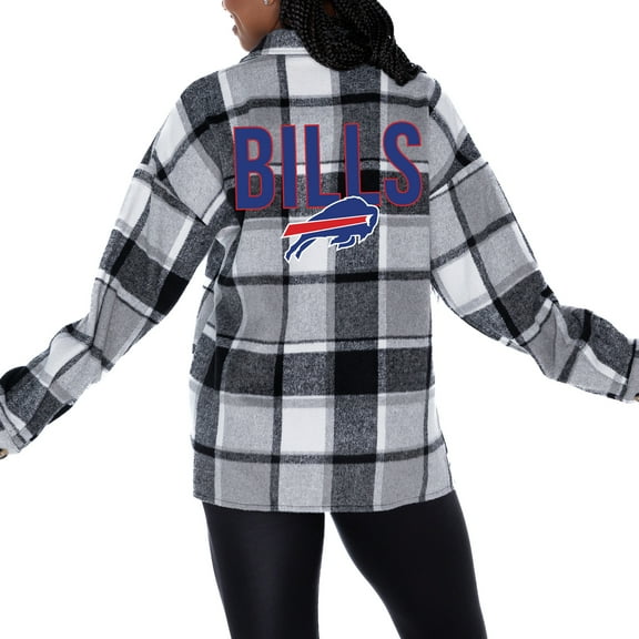 Women's Gameday Couture Gray Buffalo Bills  Fieldside Fun Plaid Button-Up Overshirt