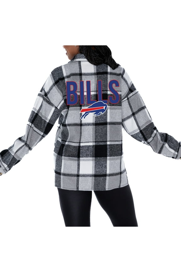 Women's Gameday Couture Gray Buffalo Bills  Fieldside Fun Plaid Button-Up Overshirt