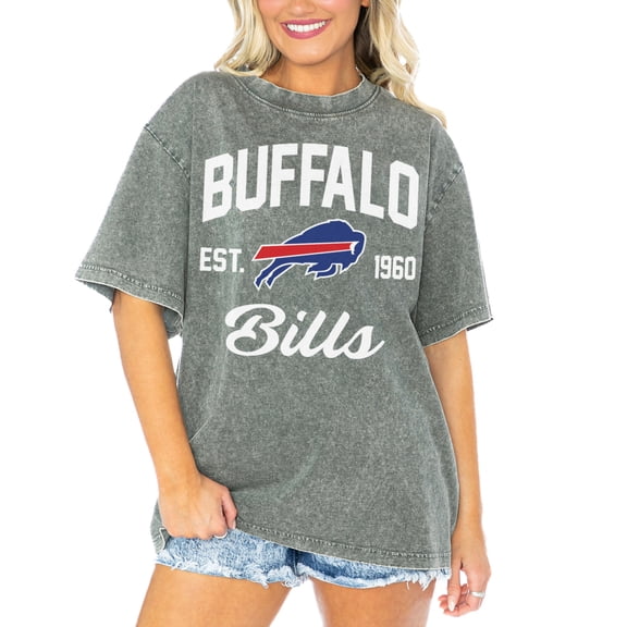 Women's Gameday Couture Gray Buffalo Bills Tackle Titan Boyfriend Washed T-Shirt