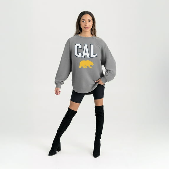 Women's Gameday Couture Gray Cal Bears Oversized Pure Motion Corded Sweatshirt
