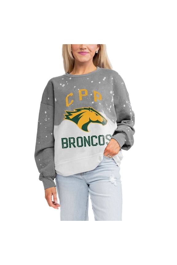Women's Gameday Couture Gray Cal Poly Pomona Broncos Twice As Nice Faded Crewneck Sweatshirt