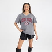 Womens Gameday Couture Gray Cal State Chico Wildcats Iconic Edge Rhinestone V-Neck T-Shirt