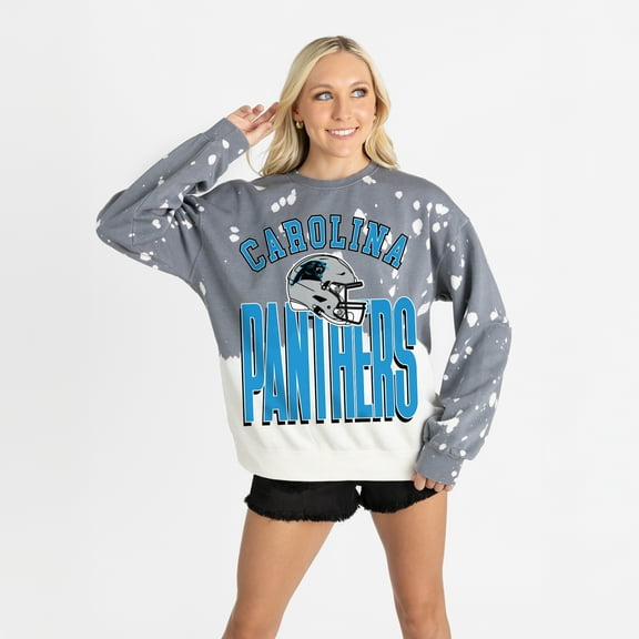 Women's Gameday Couture Gray Carolina Panthers Arch Rivals Faded Wash Sweatshirt