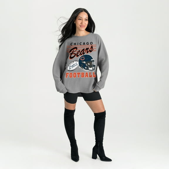 Women's Gameday Couture Gray Chicago Bears Oversized Sweet Victory Corded Sweatshirt