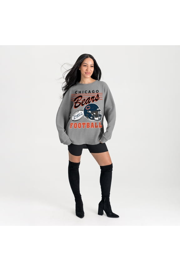 Women's Gameday Couture Gray Chicago Bears Oversized Sweet Victory Corded Sweatshirt