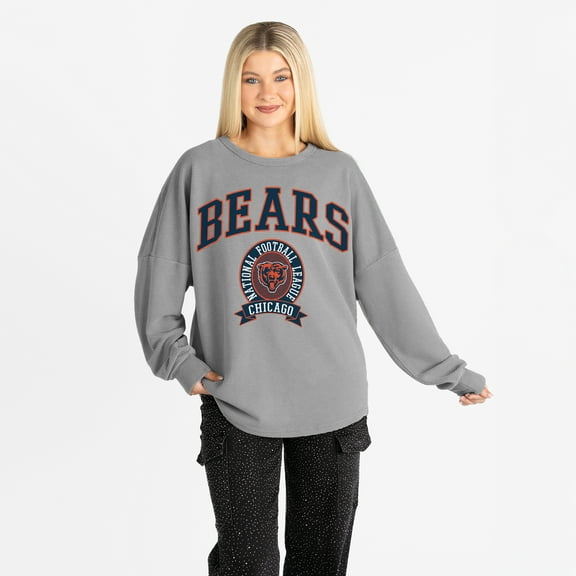 Women's Gameday Couture Gray Chicago Bears Oversized Training Day Corded Sweatshirt