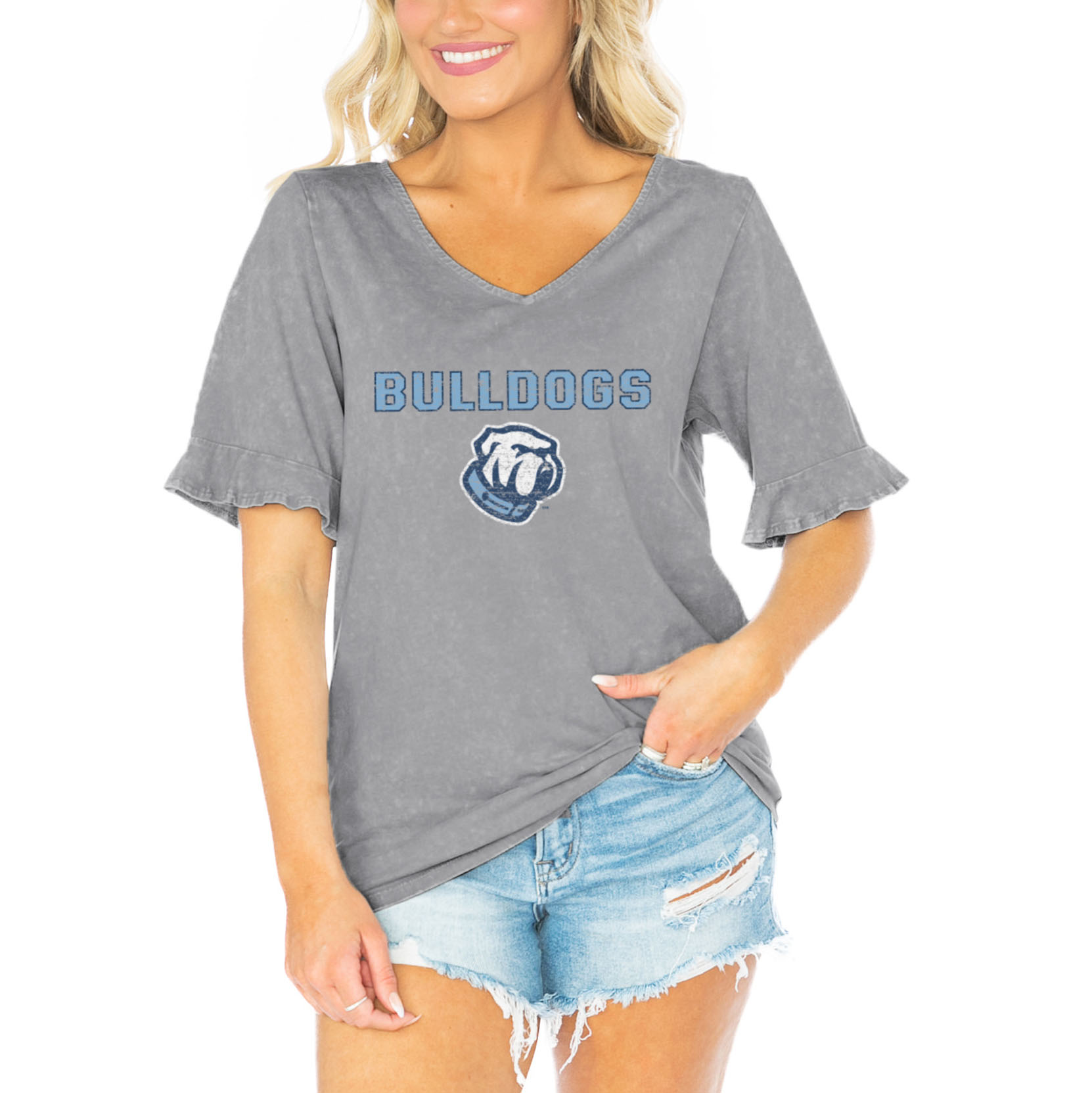 Women's Gameday Couture  Gray Citadel Bulldogs Class Act V-Neck T-Shirt - image 1 of 1