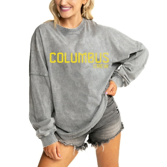 Women's Gameday Couture Gray Columbus Crew Faded Wash Pullover Sweatshirt
