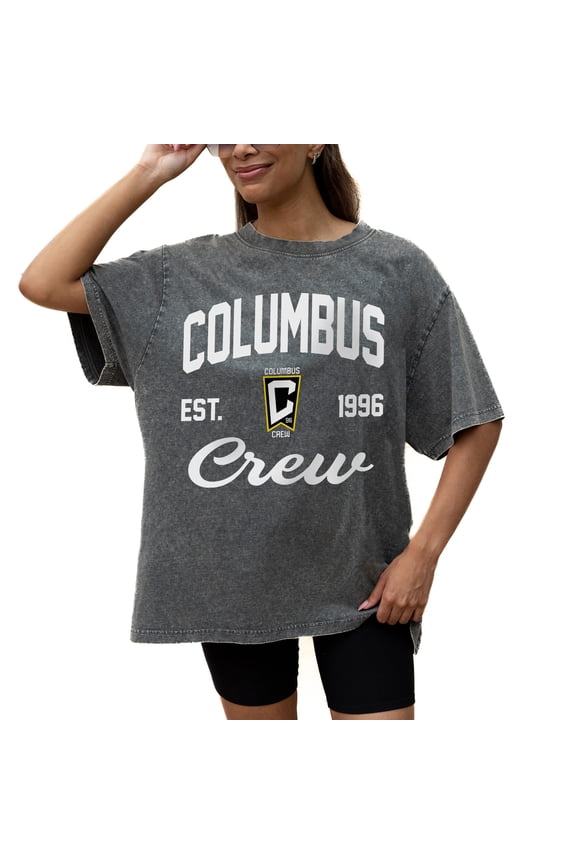 Women's Gameday Couture Gray Columbus Crew Tackle Titan Oversized Snow Wash T-Shirt