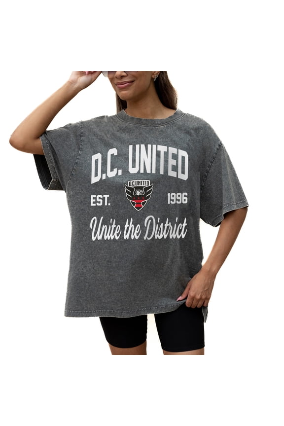 Women's Gameday Couture Gray D.C. United Tackle Titan Oversized Snow Wash T-Shirt