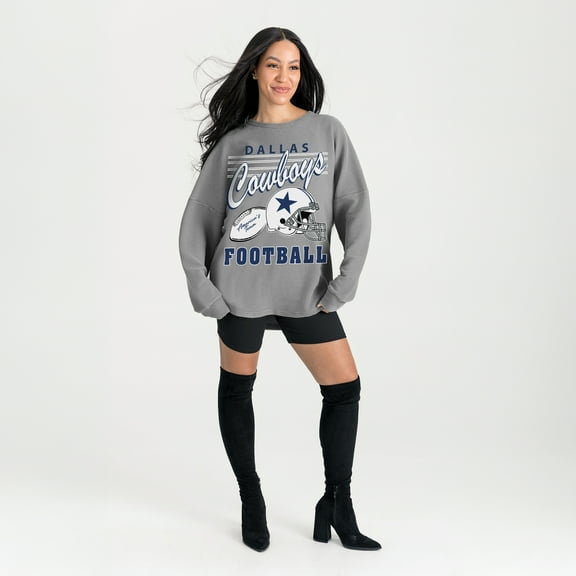 Women's Gameday Couture Gray Dallas Cowboys Oversized Sweet Victory Corded Sweatshirt