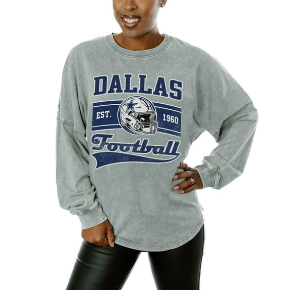Women's Gameday Couture Gray Dallas Cowboys Snow Wash Oversized Long Sleeve T-Shirt