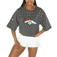 thumbnail image 1 of Women's Gameday Couture Gray Denver Broncos All-Over Rhinestone Cropped Oversized T-Shirt, 1 of 3