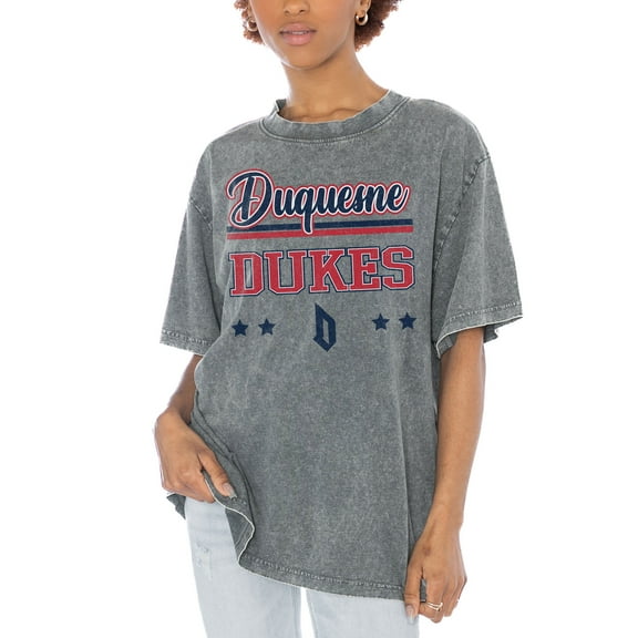 Women's Gameday Couture Gray Duquesne Dukes Here To Play Oversized T-Shirt