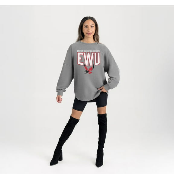 Women's Gameday Couture Gray Eastern Washington Eagles Oversized Pure Motion Corded Sweatshirt