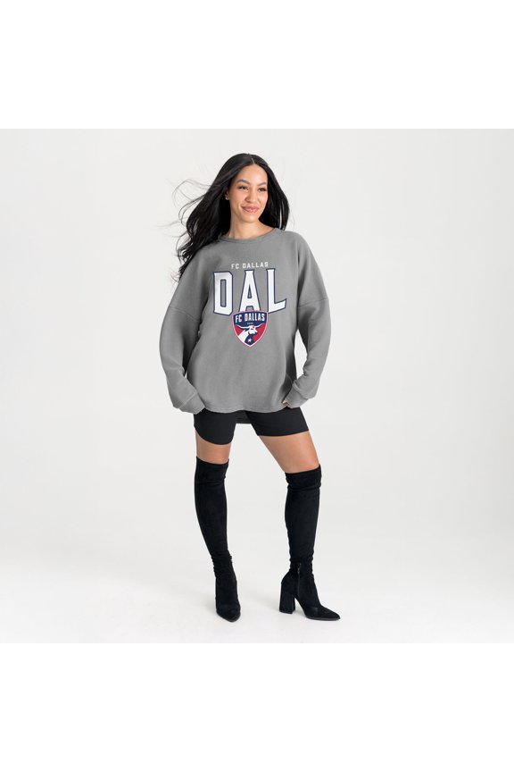 Women's Gameday Couture Gray FC Dallas Oversized Pure Motion Corded Sweatshirt