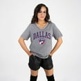 thumbnail image 1 of Women's Gameday Couture  Gray FC Dallas Relaxed Iconic Edge Rhinestone V-Neck T-Shirt, 1 of 7