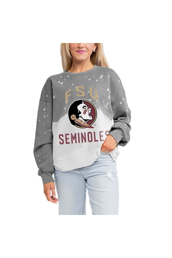 Women's Gameday Couture Gray Florida State Seminoles Twice As Nice Faded Crewneck Sweatshirt