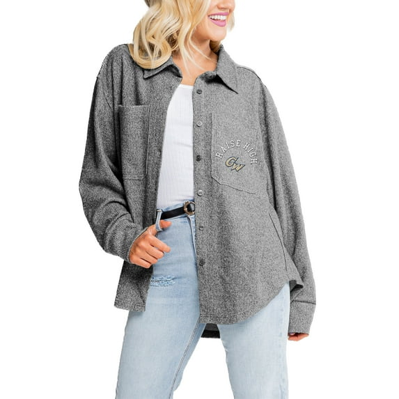 Women's Gameday Couture Gray George Washington University Switch It Up Button-Up Shacket