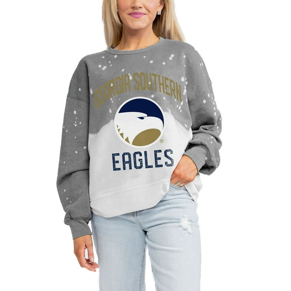 Women's Gameday Couture Gray Georgia Southern Eagles Twice As Nice Faded Crewneck Sweatshirt