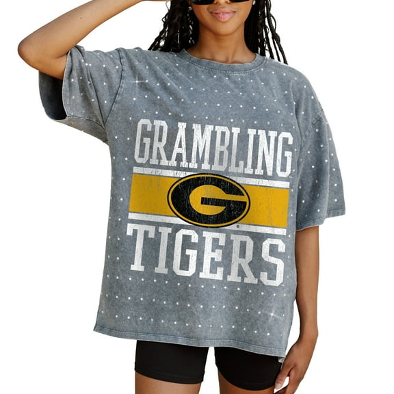 Women's Gameday Couture Gray Grambling Tigers On the Ball Oversized T-Shirt
