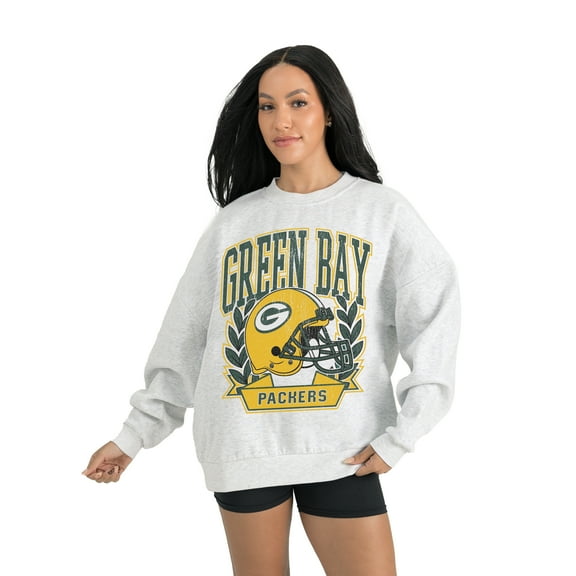 Women's Gameday Couture Gray Green Bay Packers Heritage Premium Fleece Pullover Sweatshirt