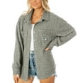 thumbnail image 1 of Women's Gameday Couture  Gray Green Bay Packers Oversized Long Pass Button-Up Shacket, 1 of 2