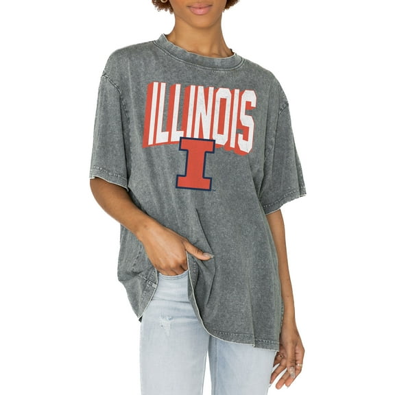 Women's Gameday Couture Gray Illinois Fighting Illini Solid Defense Oversized T-Shirt