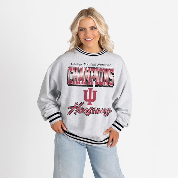 Women's Gameday Couture Gray Indiana Hoosiers College Football Playoff 2025 National Champions Ringer Sweatshirt