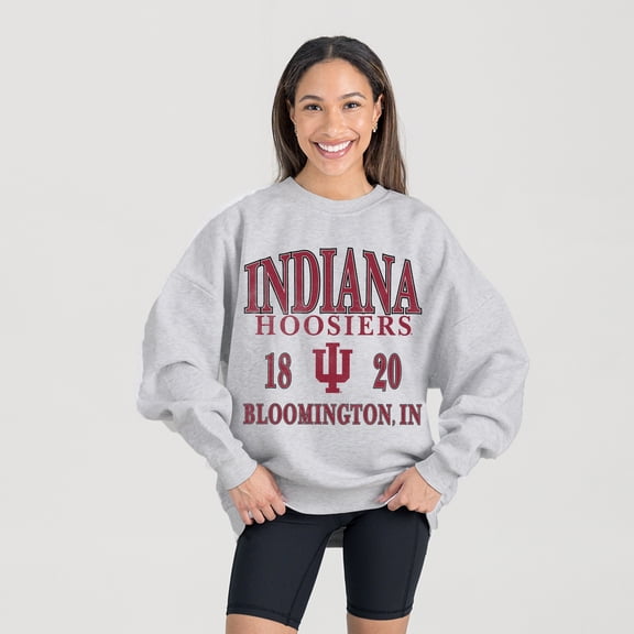 Women's Gameday Couture Gray Indiana Hoosiers Established Premium Fleece Drop Pullover Sweatshirt
