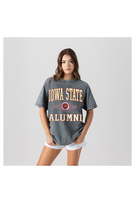 Women's Gameday Couture Gray Iowa State Cyclones Oversize Snow Washed T-Shirt