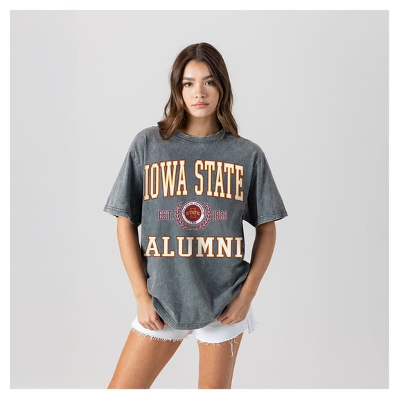 Women's Gameday Couture Gray Iowa State Cyclones Oversize Snow Washed T-Shirt