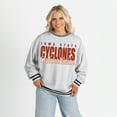 thumbnail image 1 of Women's Gameday Couture Gray Iowa State Cyclones Oversized Showdown Ringer Stripe Sweatshirt, 1 of 6