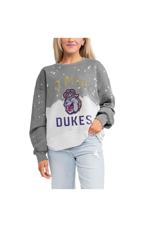 Women's Gameday Couture Gray James Madison Dukes Twice As Nice Faded Crewneck Sweatshirt
