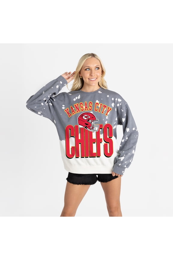 Women's Gameday Couture  Gray Kansas City Chiefs Arch Rivals Faded Wash Sweatshirt