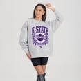 thumbnail image 1 of Women's Gameday Couture Gray Kansas State Wildcats Baseball Premium Fleece Drop Pullover Sweatshirt, 1 of 2