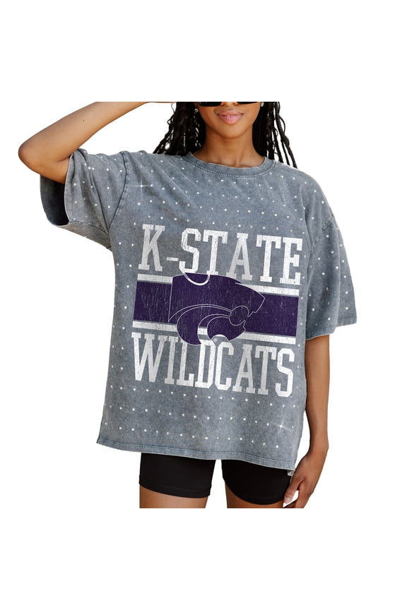 Women's Gameday Couture Gray Kansas State Wildcats On the Ball Oversized T-Shirt