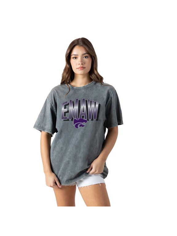 Women's Gameday Couture Gray Kansas State Wildcats Snow Washed Relaxed Fit Classic T-Shirt
