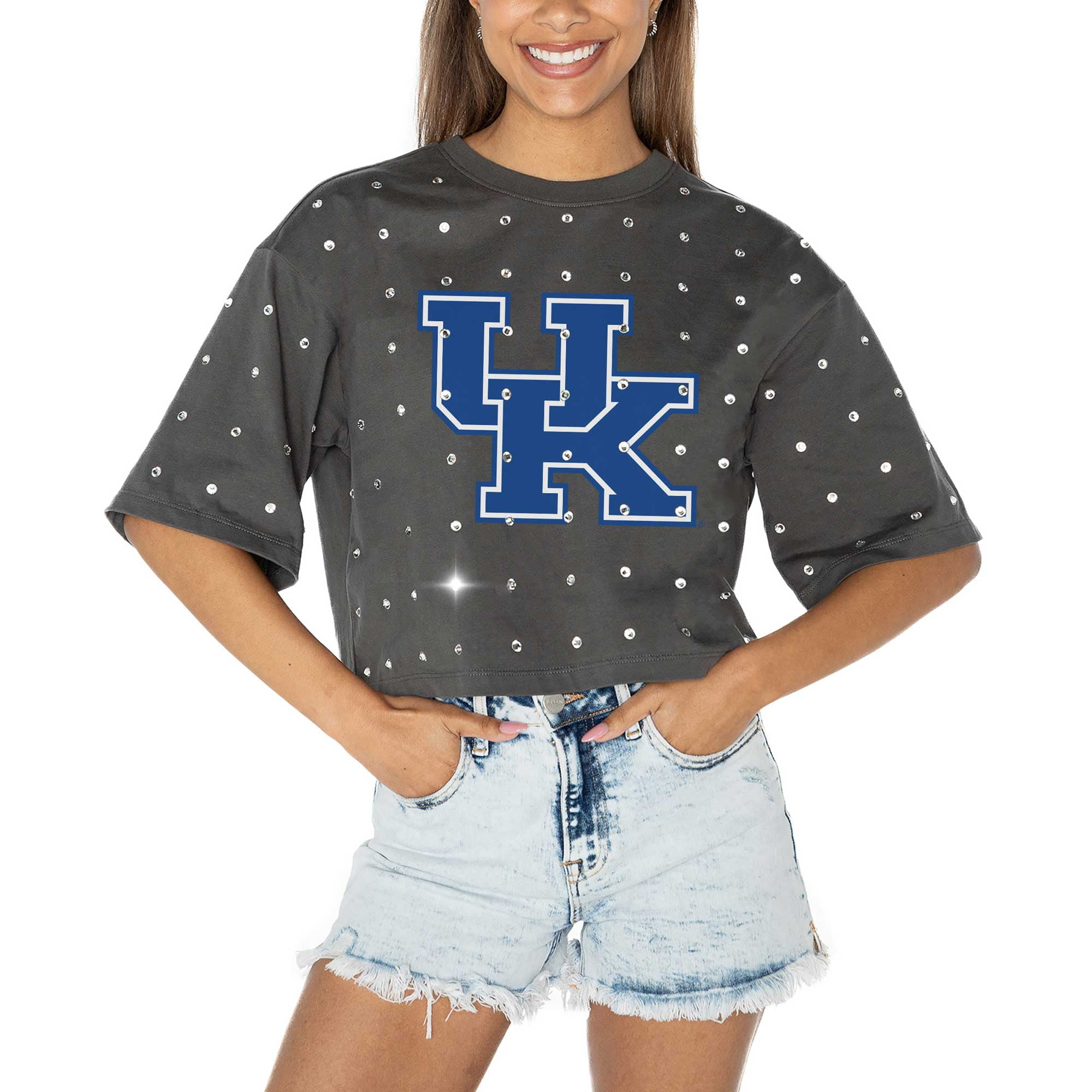売れ筋商品|||ゲームデイ Tシャツ トップス レディース Women's Gray Washington Huskies Go Time Rhinestone Crop T-Shirt Gray Women's Gameday Couture Gray Washington Huskies Go Time