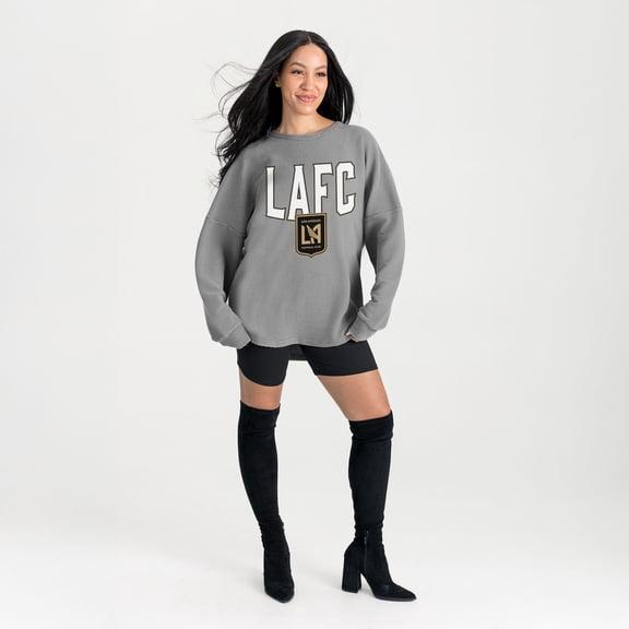Women's Gameday Couture Gray LAFC Oversized Pure Motion Corded Sweatshirt