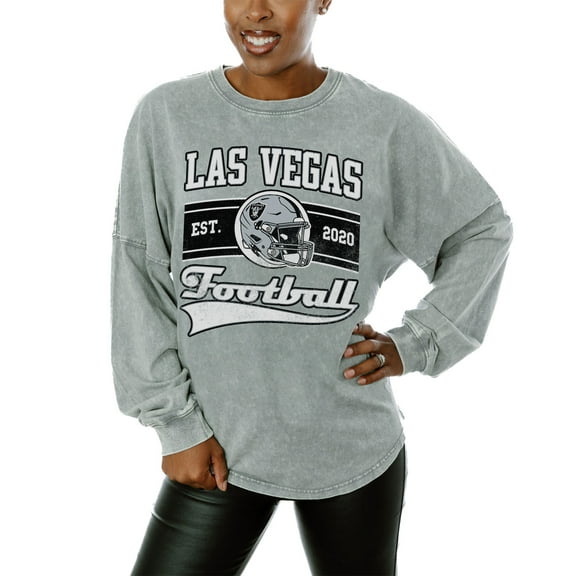 Women's Gameday Couture  Gray Las Vegas Raiders  Snow Wash Oversized Long Sleeve T-Shirt