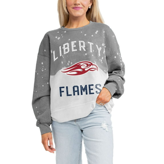 Women's Gameday Couture Gray Liberty Flames Twice As Nice Faded Crewneck Sweatshirt
