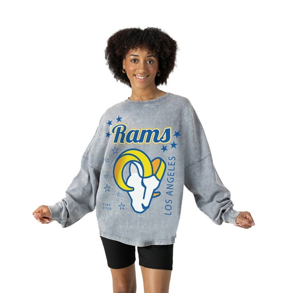 Women's Gameday Couture Gray Los Angeles Rams Starbound Oversized Snow Wash Long Sleeve T-Shirt
